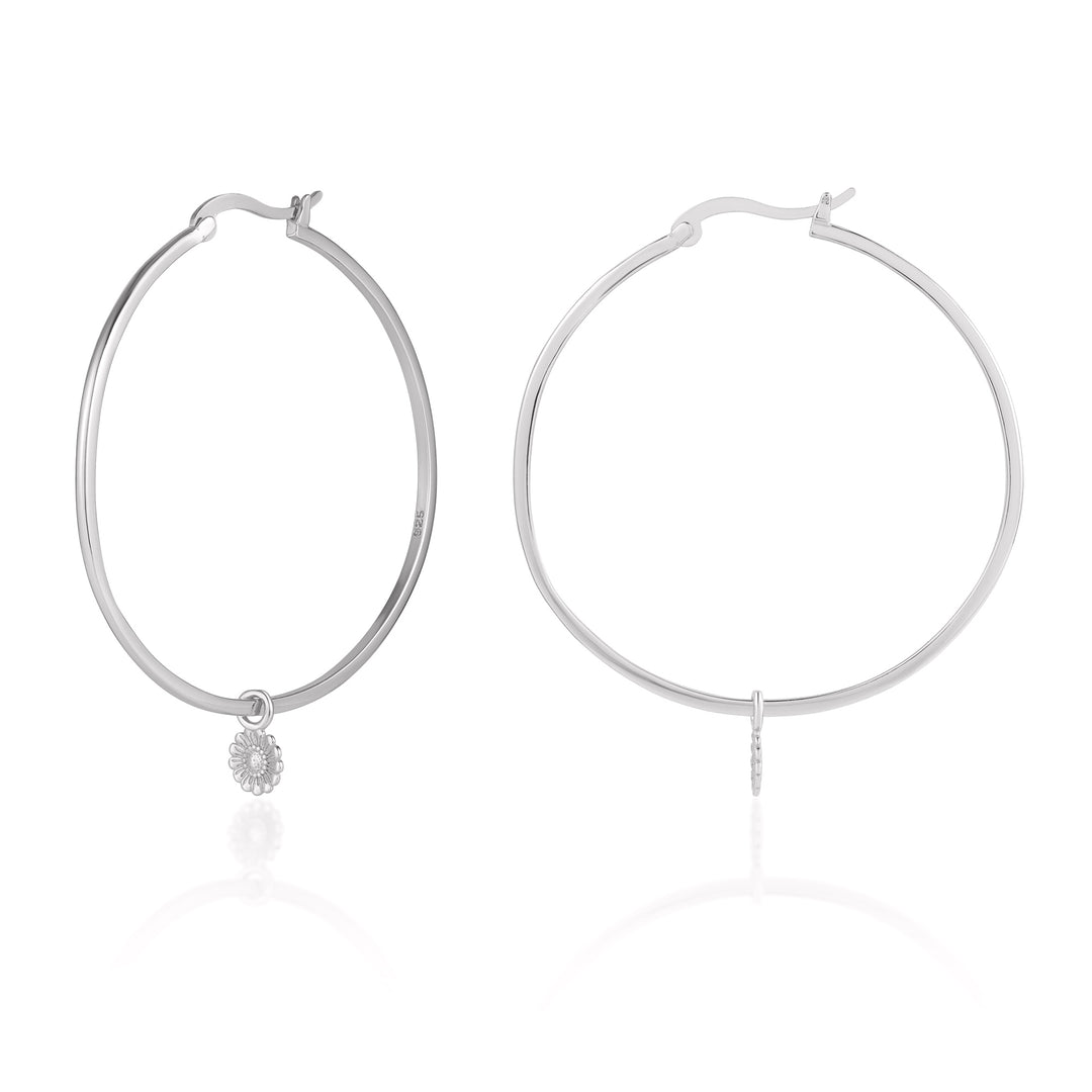 Sterling Silver Rosie Flower Hoop Earrings