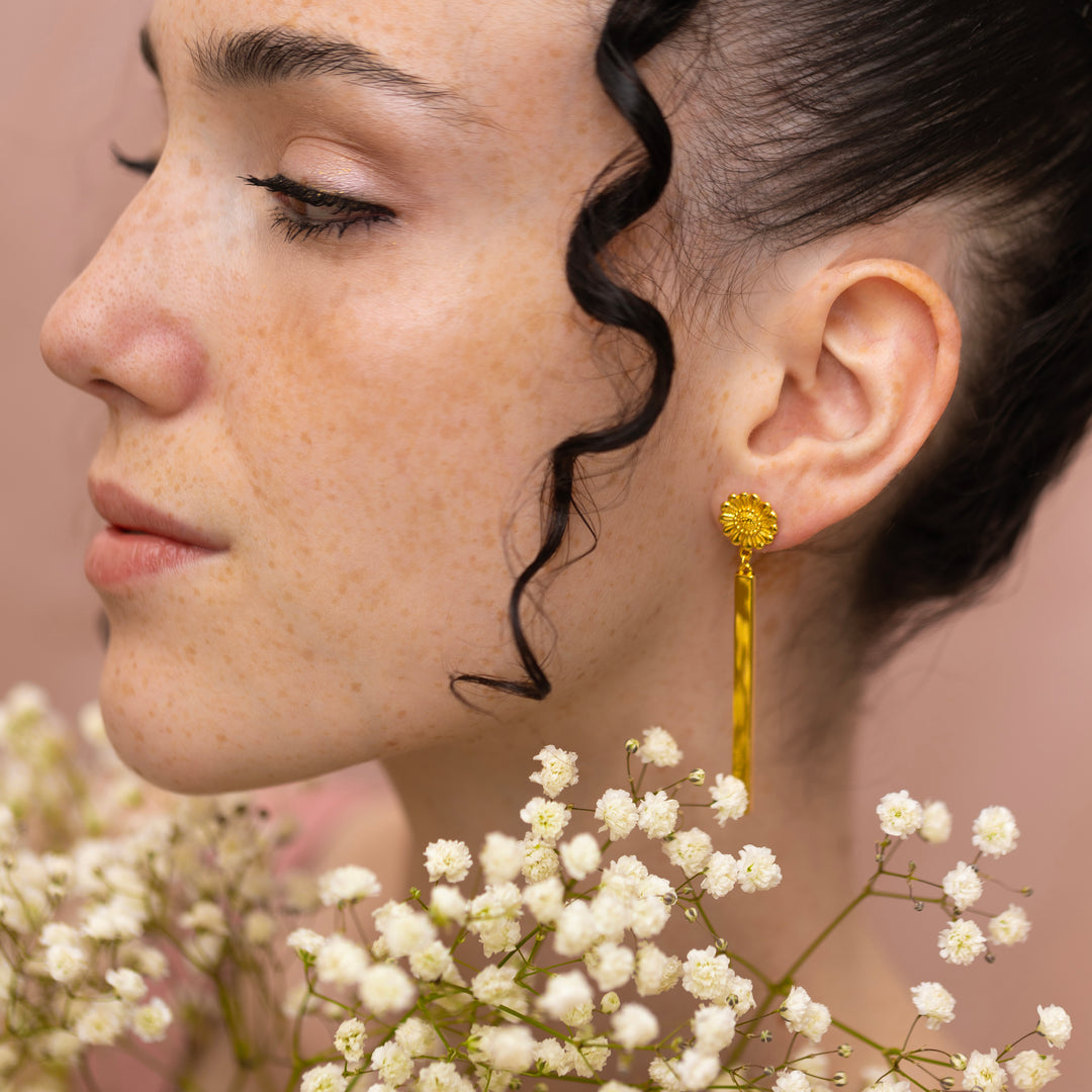 Gold Vermeil Amelia Flower Drop Earrings