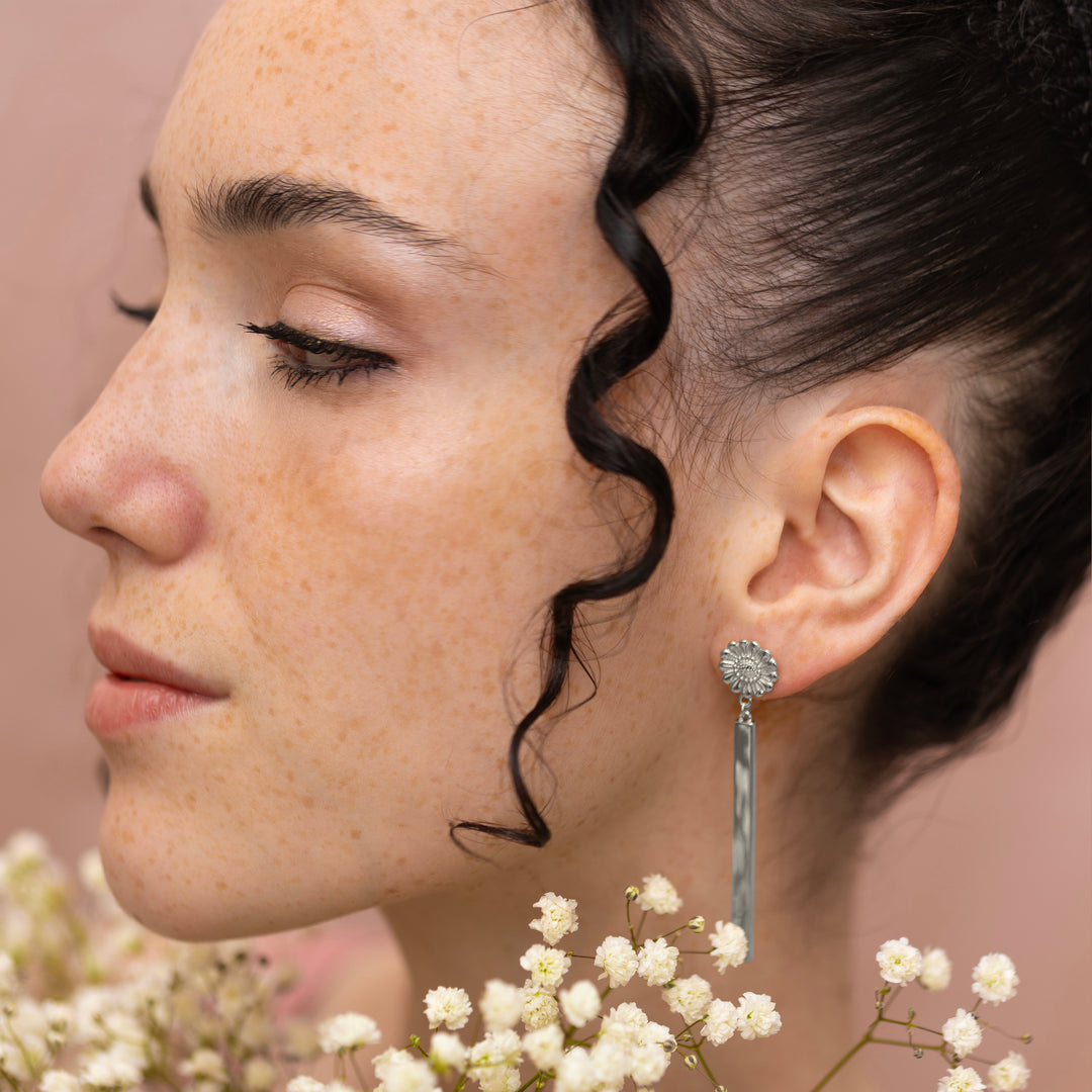 Sterling Silver Amelia Flower Drop Earrings