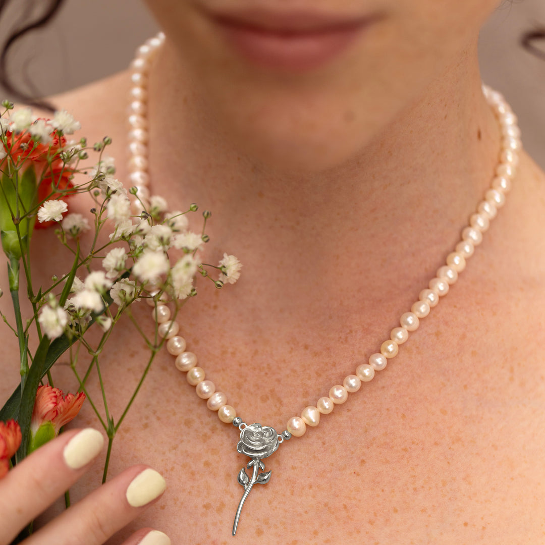 Sterling Silver Ella Rose Pearl necklace